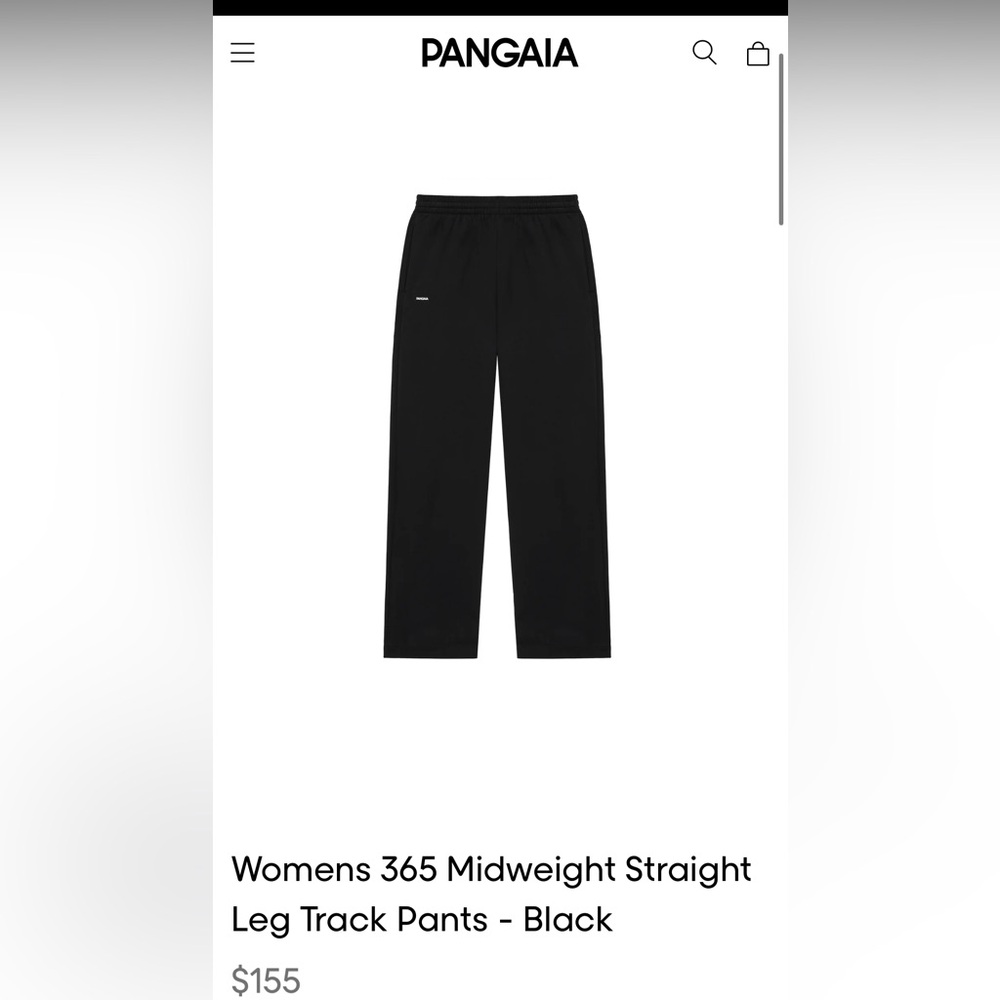Pangaia Womens 365 Midweight Straight Leg Track Pants - Black sz xs